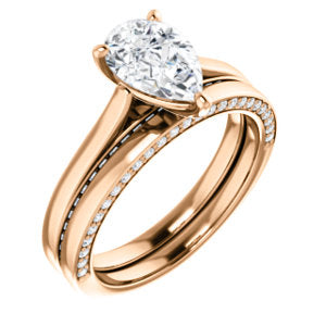 Pear Solitaire & Hidden Diamond Band Engagement Ring - I Heart Moissanites