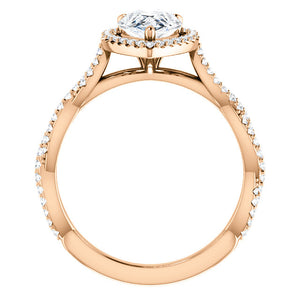 Pear Twist Halo Style Engagement Ring - I Heart Moissanites