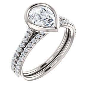 Pear Bezel Style Engagement Ring - I Heart Moissanites