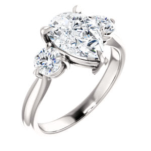 Pear Accent Engagement Ring - I Heart Moissanites