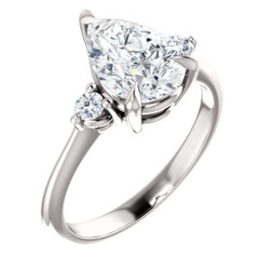 Pear Accent Engagement Ring - I Heart Moissanites