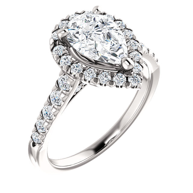Pear Halo Style Engagement Ring - I Heart Moissanites