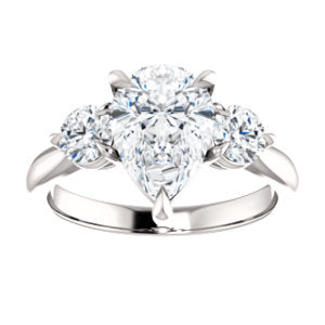 Pear Accent Engagement Ring - I Heart Moissanites