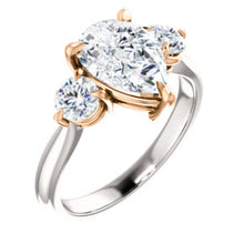 Pear Accent Engagement Ring - I Heart Moissanites