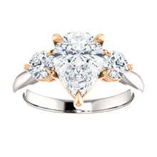 Pear Accent Engagement Ring - I Heart Moissanites