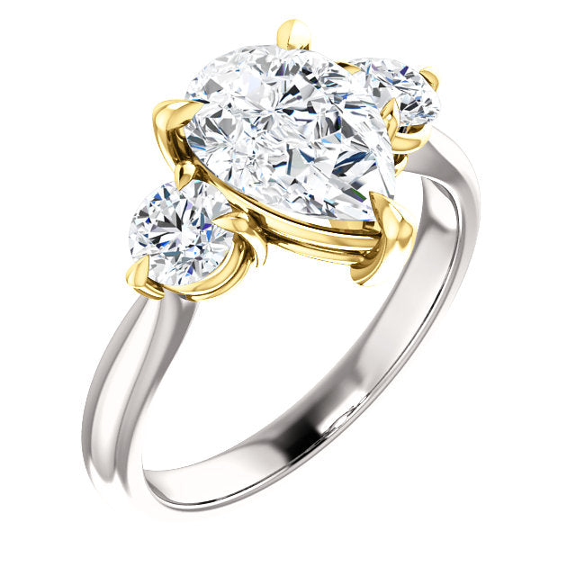 Pear Accent Engagement Ring - I Heart Moissanites