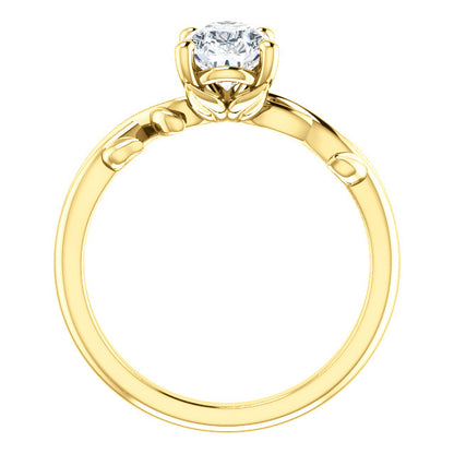 Pear Solitaire Leaf Design Engagement Ring - I Heart Moissanites