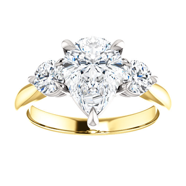 Pear Accent Engagement Ring - I Heart Moissanites