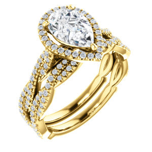 Pear Twist Halo Style Engagement Ring - I Heart Moissanites