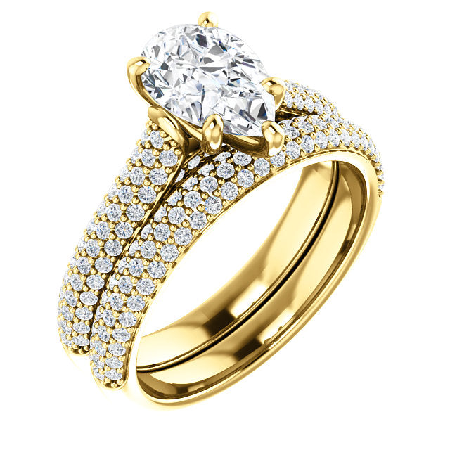 Pear Pave Style Engagement Ring - I Heart Moissanites