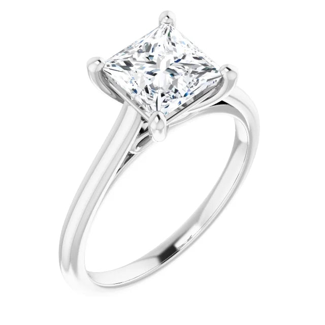 Four Claw Princess Solitaire Engagement Ring