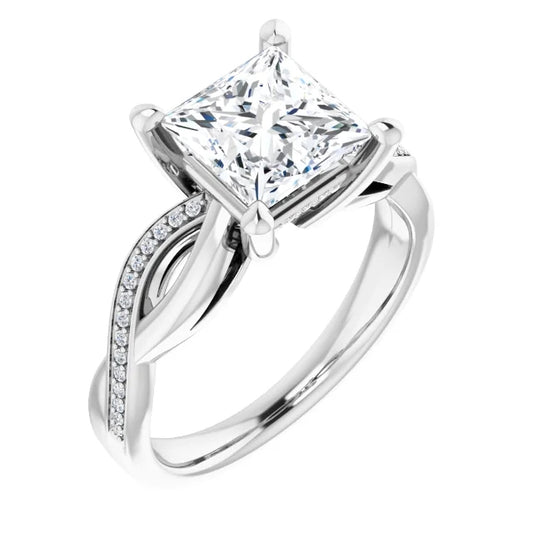 Princess Claw Set Twist Style Engagement Ring