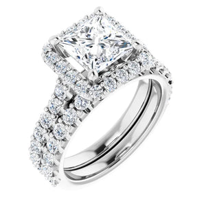 Princess Halo Style Engagement Ring