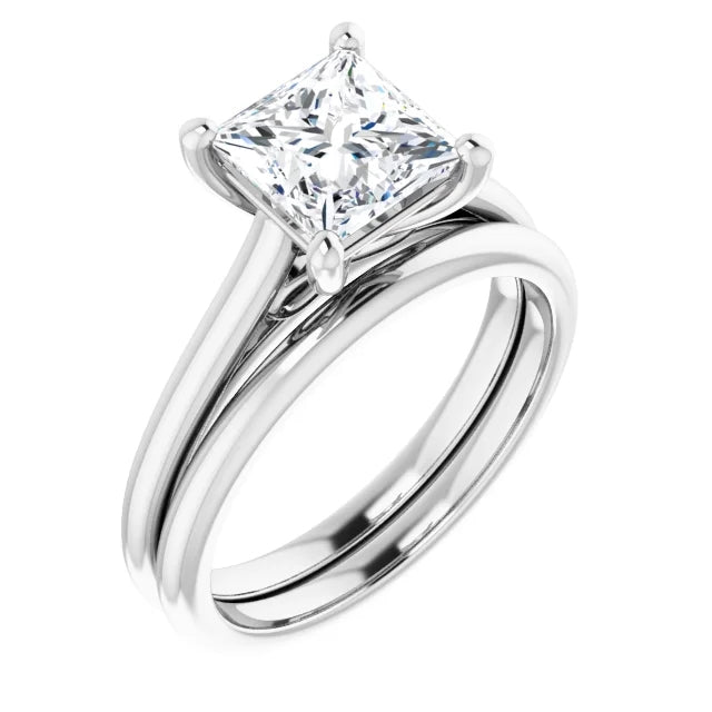 Four Claw Princess Solitaire Engagement Ring