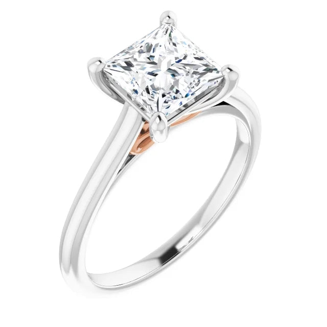 Four Claw Princess Solitaire Engagement Ring