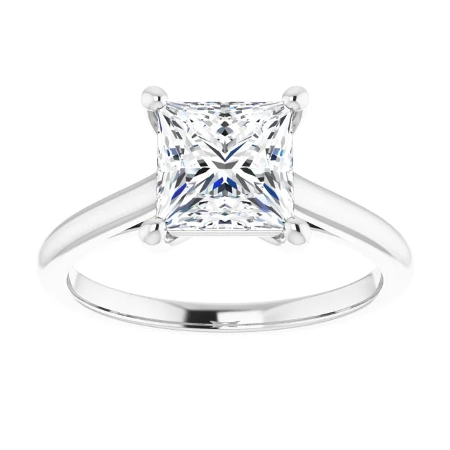 Four Claw Princess Solitaire Engagement Ring