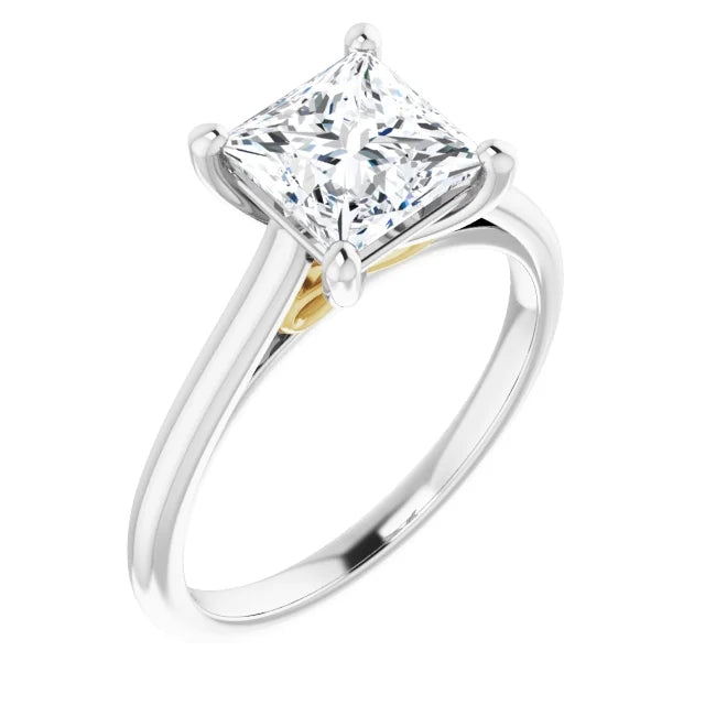 Four Claw Princess Solitaire Engagement Ring