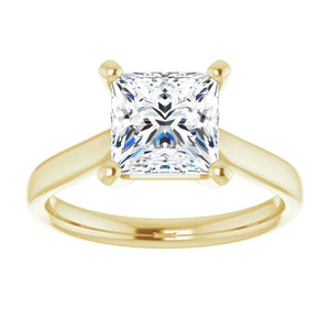 Four Claw Princess Solitaire Engagement Ring