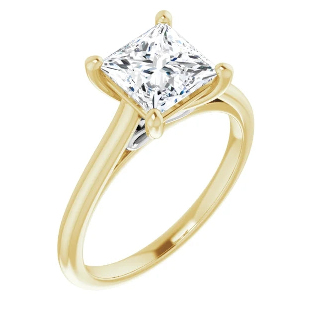 Four Claw Princess Solitaire Engagement Ring