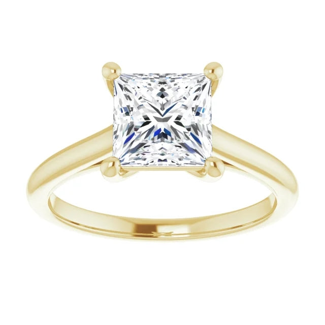 Four Claw Princess Solitaire Engagement Ring