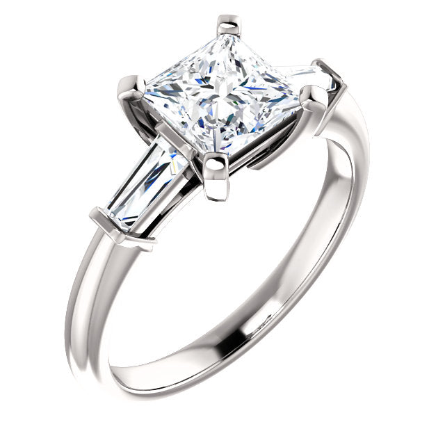 Princess Accent Engagement Ring - I Heart Moissanites