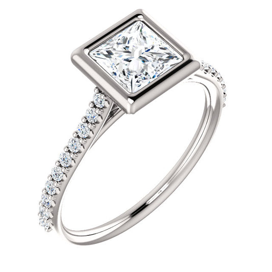 Princess Bezel Style Engagement Ring - I Heart Moissanites