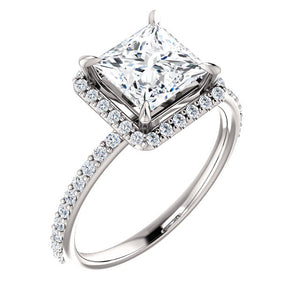 Princess Halo Style Engagement Ring - I Heart Moissanites
