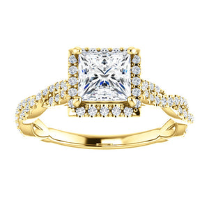 Princess Twist Halo Style Engagement Ring - I Heart Moissanites