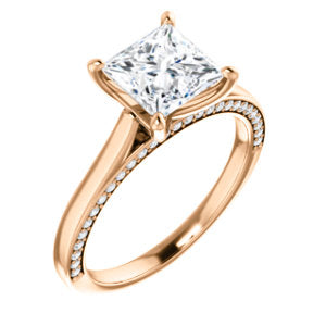 Princess Solitaire & Hidden Diamond Band Engagement Ring - I Heart Moissanites