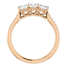 Princess Tri -Stone Style Engagement Ring - I Heart Moissanites