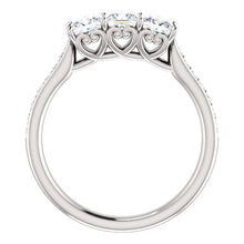 Princess Tri -Stone Style Engagement Ring - I Heart Moissanites