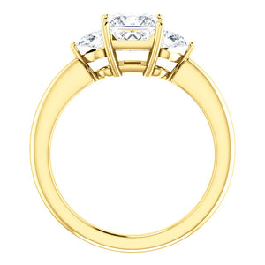 Princess Tri -Stone Style Pear Accent Engagement Ring - I Heart Moissanites