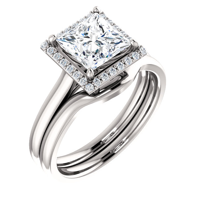 Princess Halo Style Engagement Ring - I Heart Moissanites