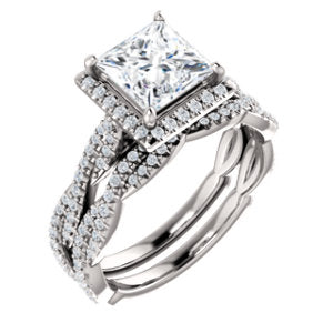 Princess Twist Halo Style Engagement Ring - I Heart Moissanites