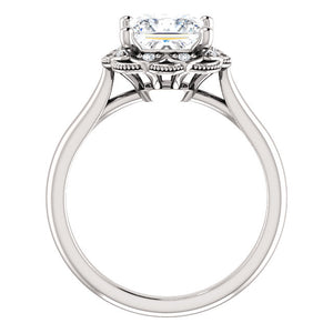 Princess Antique Inspired Design Engagement Ring