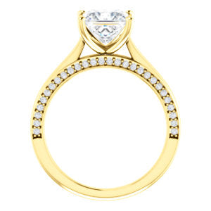 Princess Solitaire & Hidden Diamond Band Engagement Ring - I Heart Moissanites