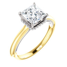 Princess Solitaire & Hidden Halo Engagement Ring - I Heart Moissanites