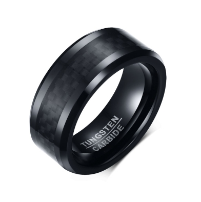 Tungsten Black With Black Inlay 8mm Men's Ring