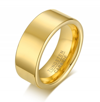 Tungsten Gold Finish Flat 8mm Men's Ring