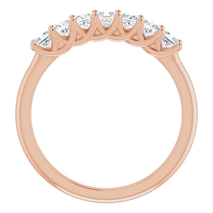 Seven Stone Princess Cut Moissanite Anniversary Band
