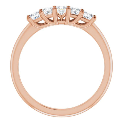 Five Stone Princess Cut Moissanite Anniversary Band