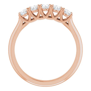 Five Stone Oval Cut Moissanite Anniversary Band