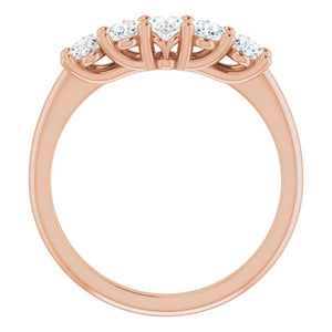 Five Stone Oval Cut Moissanite Anniversary Band