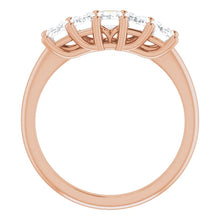 Five Stone Emerald Cut Moissanite Anniversary Band