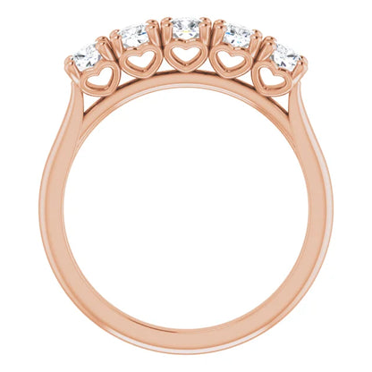 Five Stone Cushion Cut Moissanite Anniversary Band