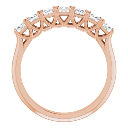 Seven Stone Princess Cut Moissanite Anniversary Band