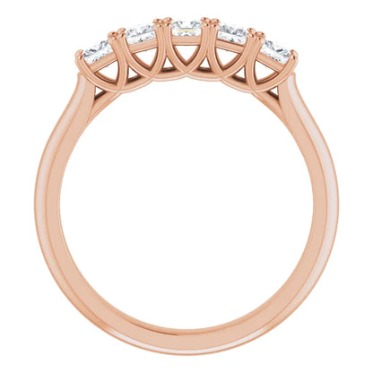 Five Stone Princess Cut Moissanite Anniversary Band