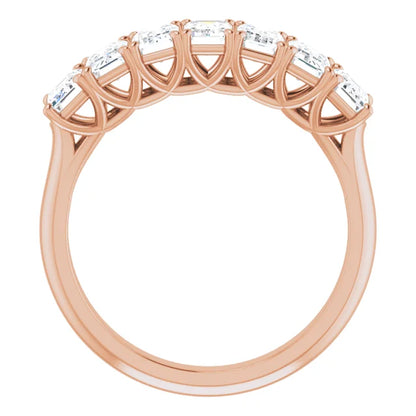 Seven Stone Emerald Cut Moissanite Anniversary Band