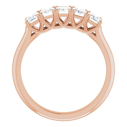 Five Stone Emerald Cut Moissanite Anniversary Band
