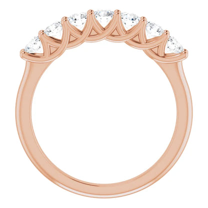 Seven Stone Round Brilliant Moissanite Anniversary Band
